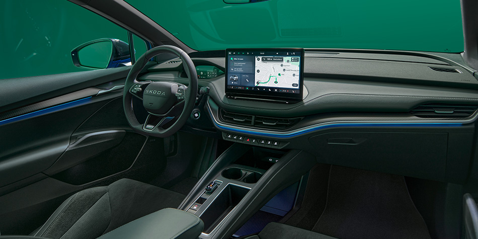 Left hand drive interior of a Skoda