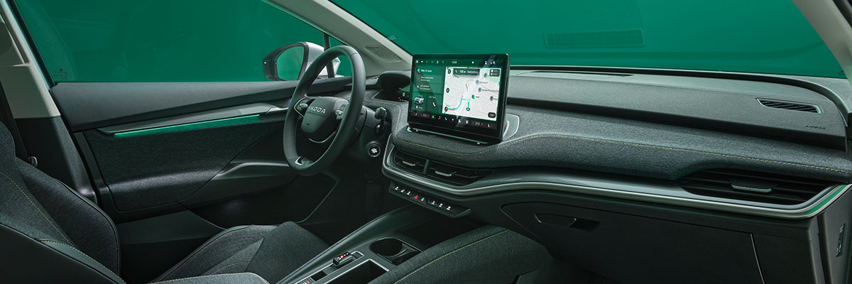 Left hand drive interior of an Elroq