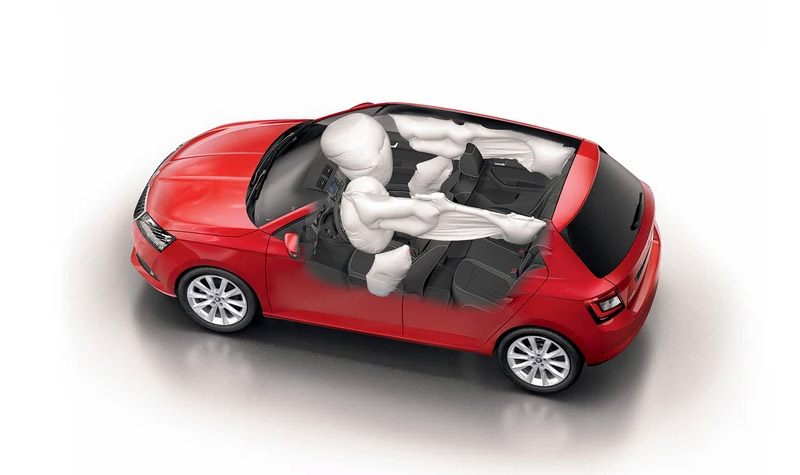 Visualisation of a Fabia Monte Carlo's multiple airbags deployed